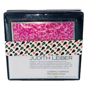 NEW Judith Lieber Target Neiman Marcus PINK Real Crystal Compact Mirror Makeup